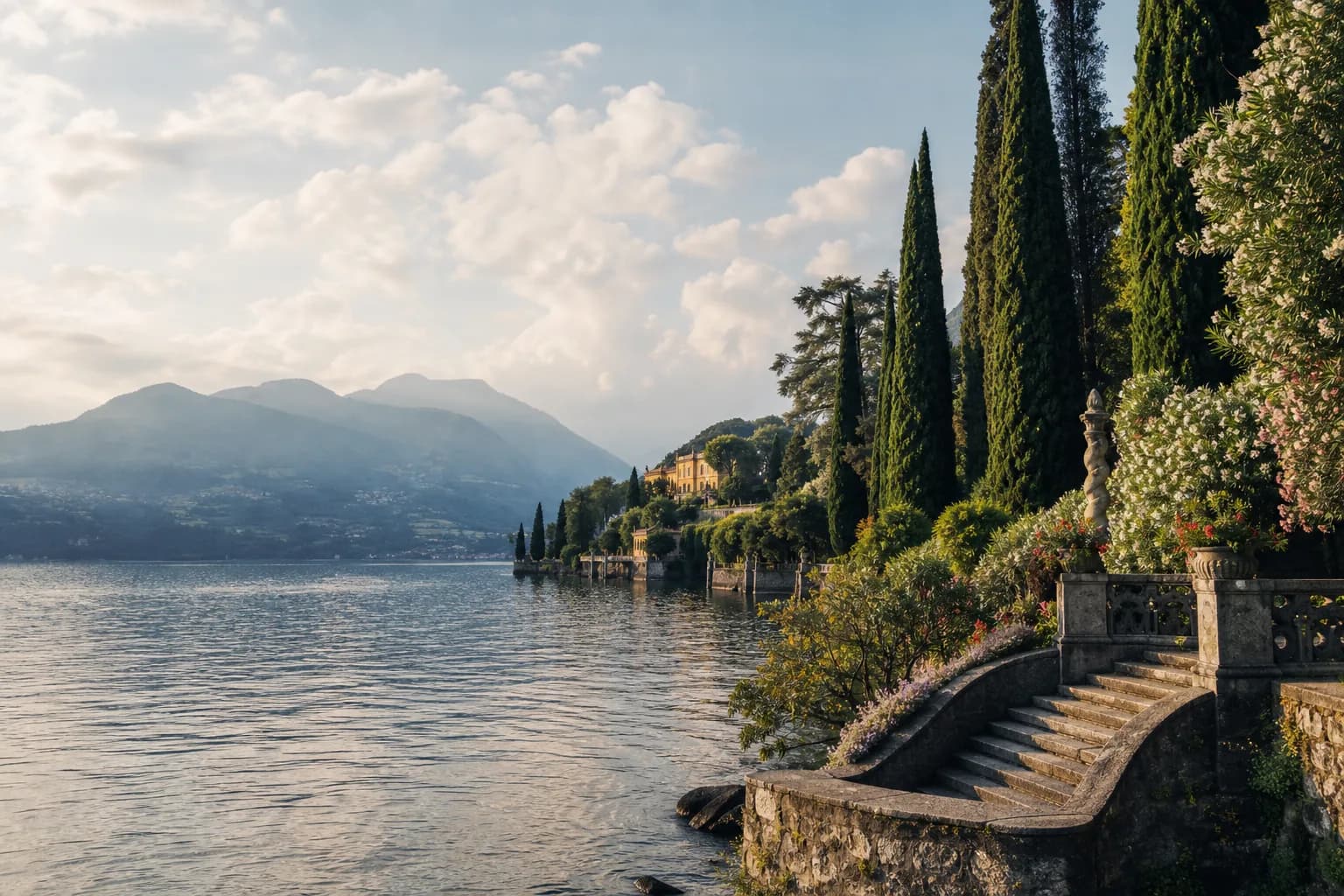 Lake Como travel scene with Quiet Atlas editorial mood.
